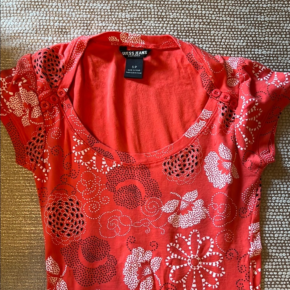 Guess Jeans Red Floral Top